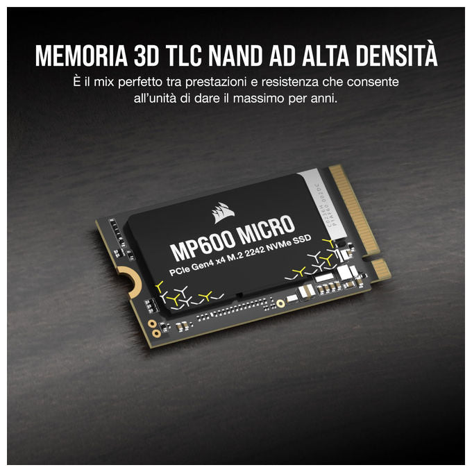 Corsair, SSD 1TB, MP600 Micro, M.2 2242, PCIe Gen4 NVMe, Nero