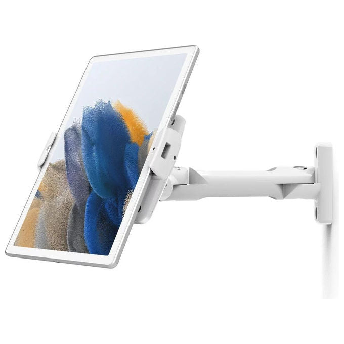 Maclocks, Supporto Tablet a Muro con Braccio Oscillante in Acciaio, Bianco