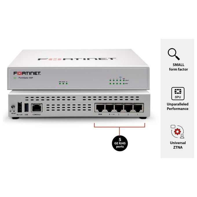 Fortinet, Firewall di nuova generazione FortiGate-40F, Desktop, 5000 Mbit-s