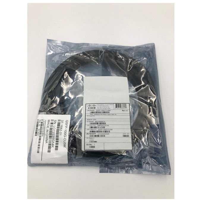 Cisco, Cavo in Rame Passivo, QSFP-100G-CU5M, 100GBASE-CR4, 5m, Grigio