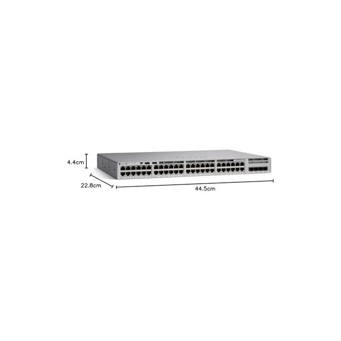 Cisco, Catalyst 9200L-48T-4G-A, Switch gestito, 48 porte RJ-45, Grigio