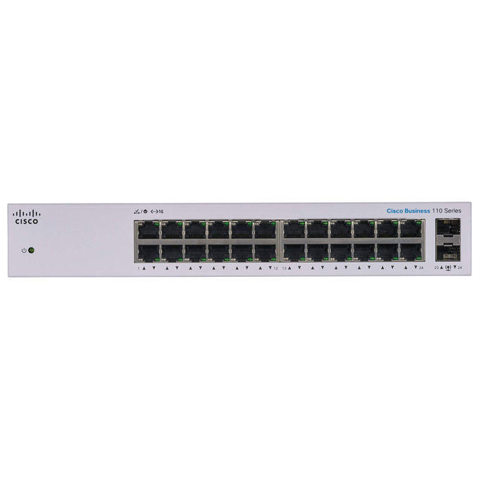 Cisco, Switch Unmanaged CBS110-24T-D, 24 Porte GE, 2x1G SFP, Montaggio Rack, Grigio
