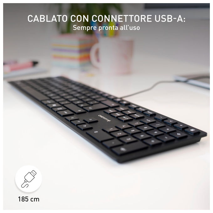 Cherry, Tastiera Slim KC 6000, Layout Nordico, Nera