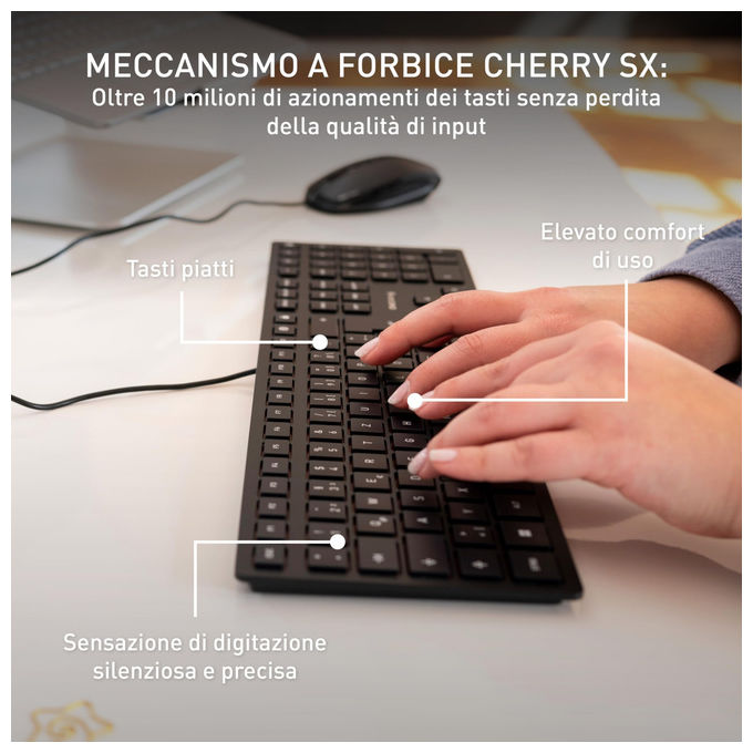 Cherry, Tastiera Slim KC 6000, Layout Nordico, Nera