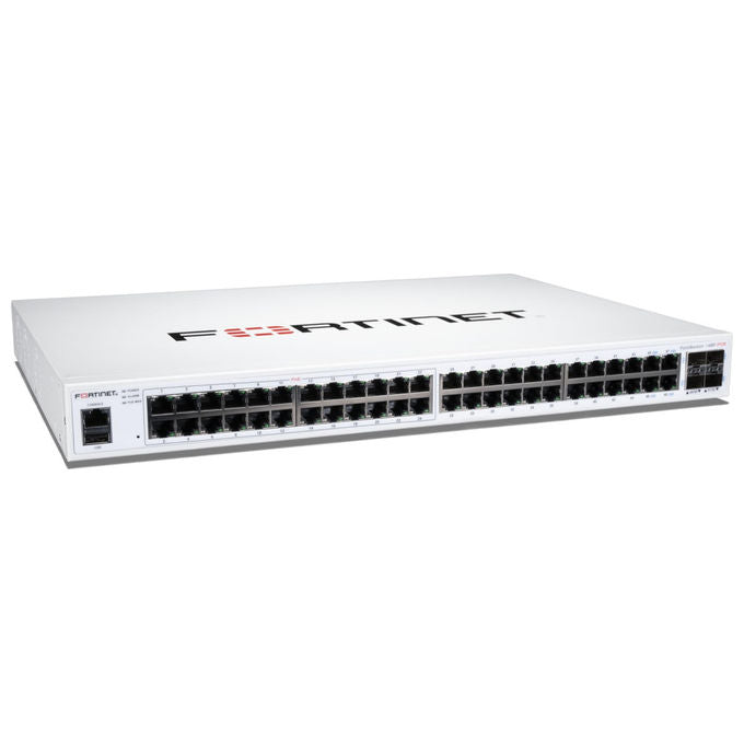 Fortinet, Switch L2+ Gestito, 48 Porte GE, 4 Porte SFP+, Supporto PoE 370W, FortiSwitch 148F-POE