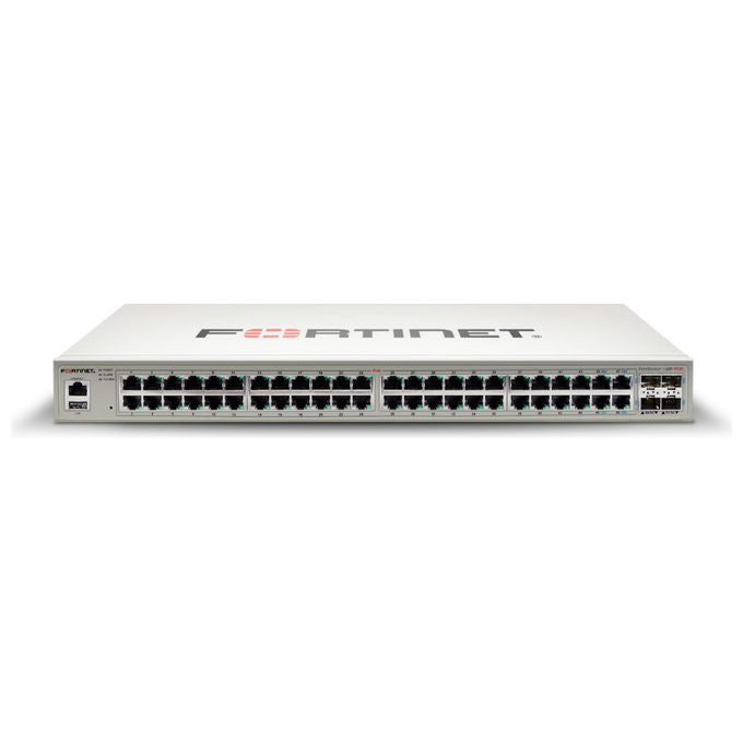 Fortinet, Switch L2+ Gestito, 48 Porte GE, 4 Porte SFP+, Supporto PoE 370W, FortiSwitch 148F-POE