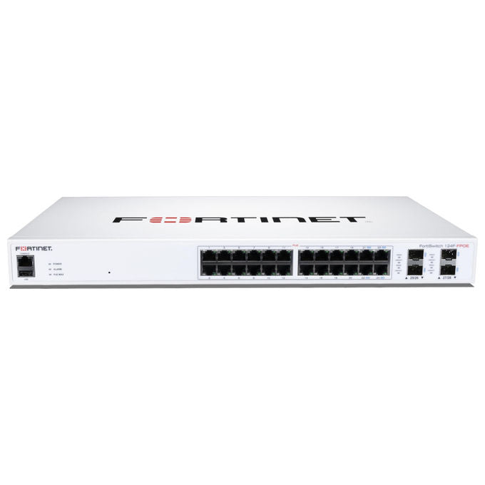 Fortinet, Switch L2+ Managed POE, 24 Porte GE, 4 SFP+, Montaggio Rack
