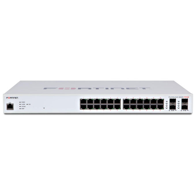 Fortinet, Switch L2+ Managed POE, 24 Porte GE, 4 SFP+, Montaggio Rack