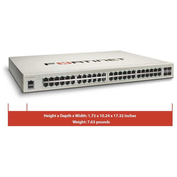 Fortinet, Switch di Rete L2, Gigabit Ethernet, 48 Porte, Montaggio Rack 1U, FS-148F