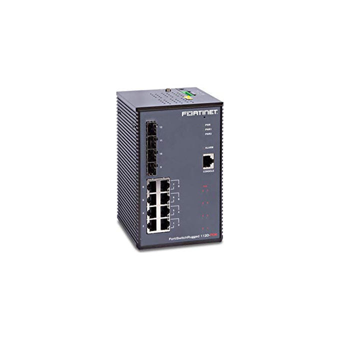 Fortinet, FortiSwitchRugged-112D-POE, Switch PoE robusto L2, 8 x GE RJ45, 4 x slot GE SFP, controller FortiGate Switch