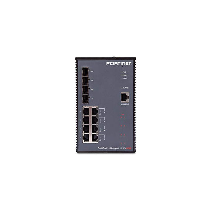 Fortinet, FortiSwitchRugged-112D-POE, Switch PoE robusto L2, 8 x GE RJ45, 4 x slot GE SFP, controller FortiGate Switch
