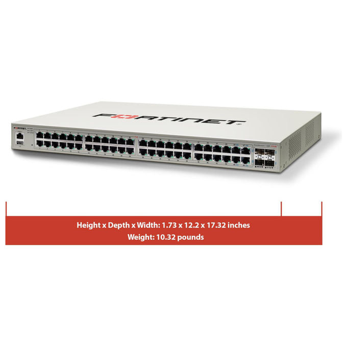 Fortinet, Switch Gestione FS-148F-FPOE, L2+, con PoE 740 W, Ethernet Gigabit