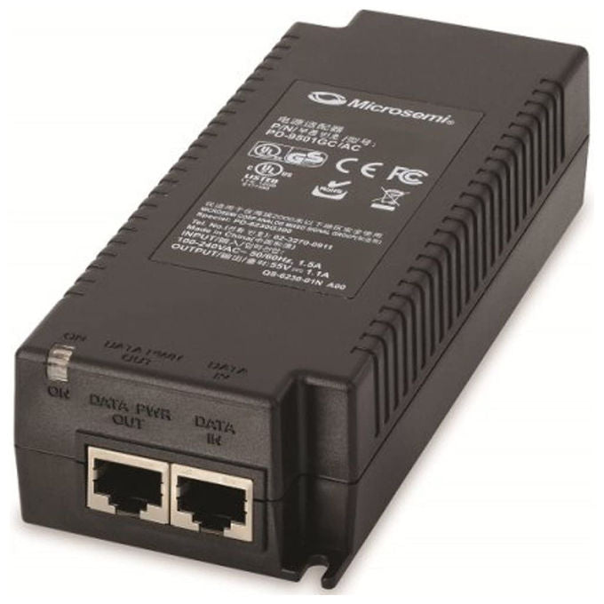 Microchip, Convertitore Media PoE, 60W, Gigabit Ethernet, IEEE 802.3bt, Nero