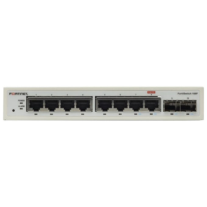 Fortinet, Switch, 8 Porte GE RJ45, 2 Porte SFP, FortiSwitch 108F