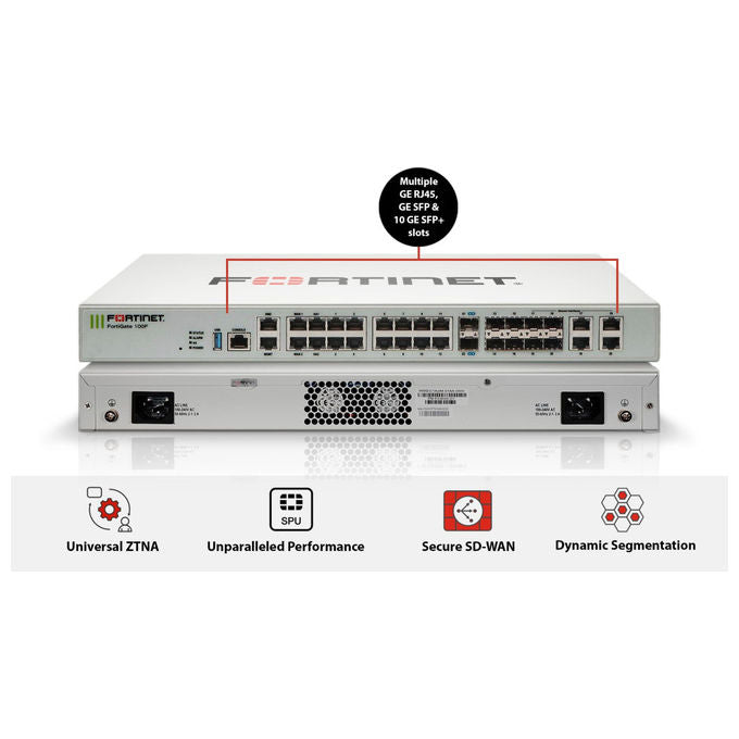 Fortinet, Firewall, Fg-100f, Next Generation Firewall, 22 Porte, Doppia Alimentazione
