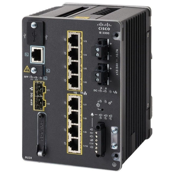 Cisco, Switch Industriale, 8 Porte GE, 2 10G SFP+, IE-3300-8U2X-E