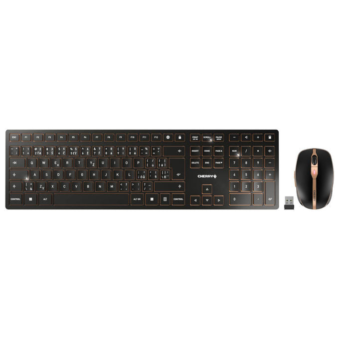 Cherry DW 9100 SLIM, Tastiera e Mouse, Wireless RF, Bluetooth, Layout Ceco Slovacco, Nero