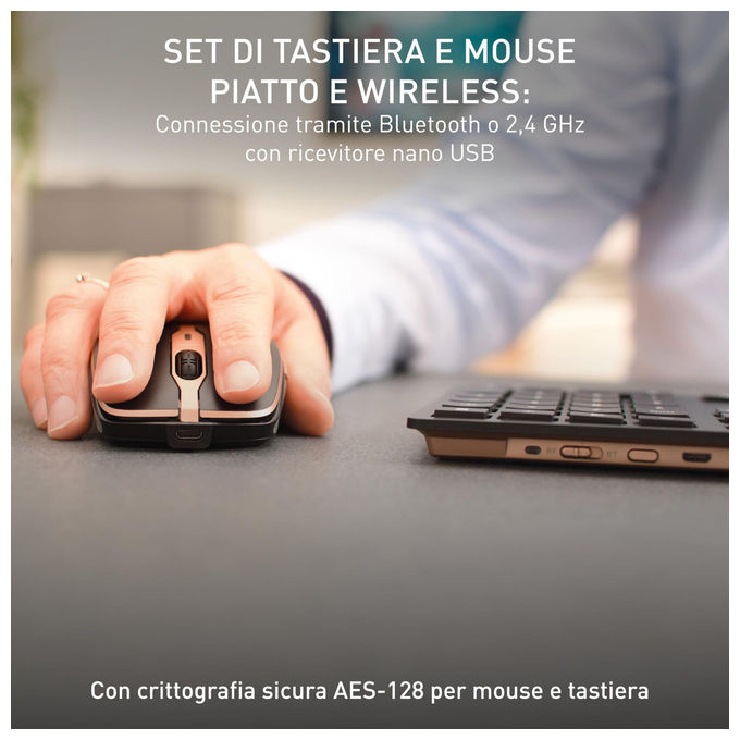 Cherry DW 9100 SLIM, Tastiera e Mouse, Wireless RF, Bluetooth, Layout Ceco Slovacco, Nero