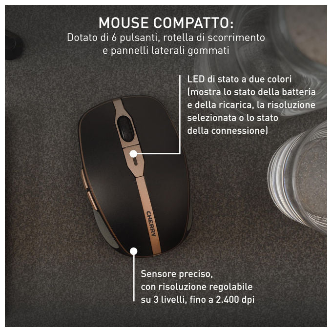 Cherry DW 9100 SLIM, Tastiera e Mouse, Wireless RF, Bluetooth, Layout Ceco Slovacco, Nero
