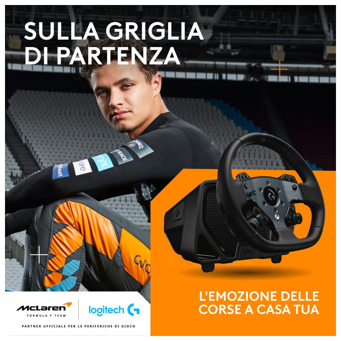 Logitech G PRO, Volante Racing, 11 Nm, Feedback Realistico, Leve Magnetiche, Doppia Frizione, Nero