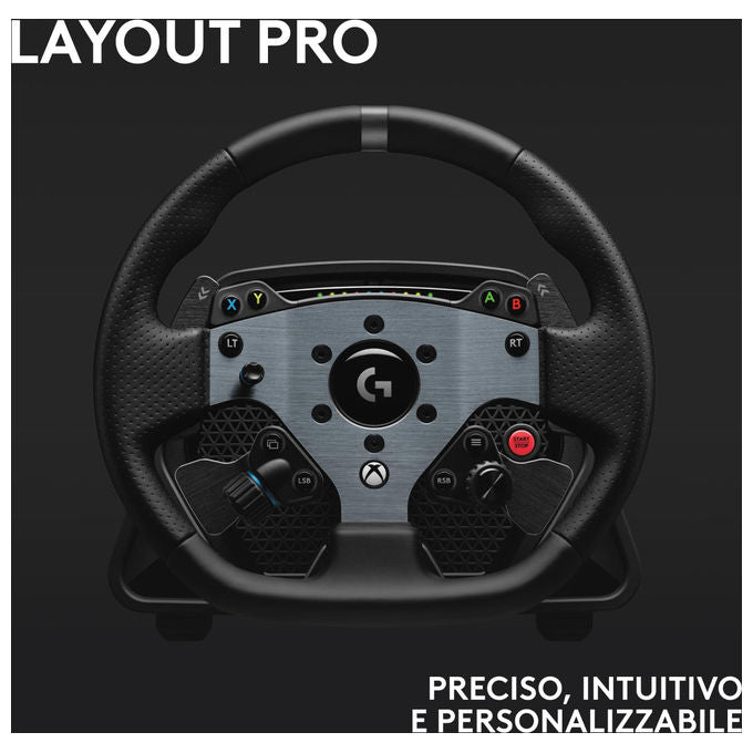Logitech G PRO, Volante Racing, 11 Nm, Feedback Realistico, Leve Magnetiche, Doppia Frizione, Nero