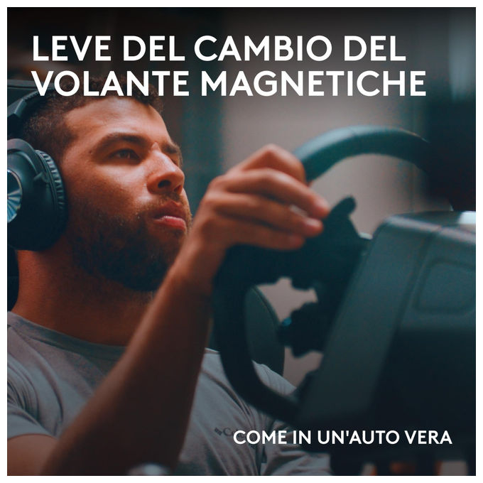 Logitech G PRO, Volante Racing, 11 Nm, Feedback Realistico, Leve Magnetiche, Doppia Frizione, Nero