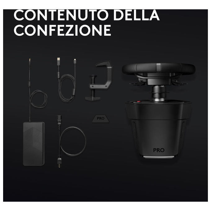 Logitech G PRO, Volante Racing, 11 Nm, Feedback Realistico, Leve Magnetiche, Doppia Frizione, Nero