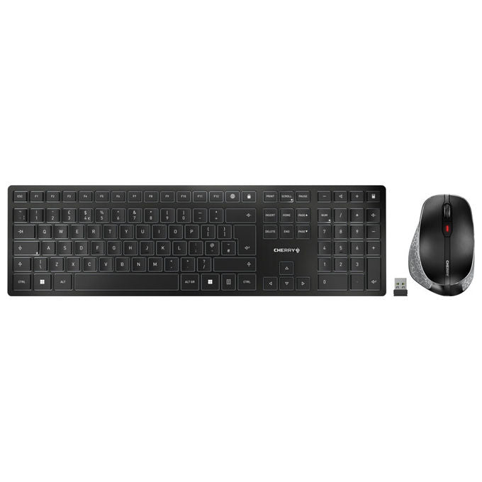 Cherry, KIT_ Tastiera e Mouse DW 9500 SLIM, Wireless, Bluetooth, QWERTY, Nero Grigio