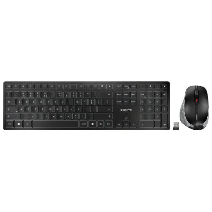 Cherry, KIT_ Tastiera e Mouse DW 9500 Slim, Wireless, Bluetooth, QWERTY Spagnolo, Nero-Grigio
