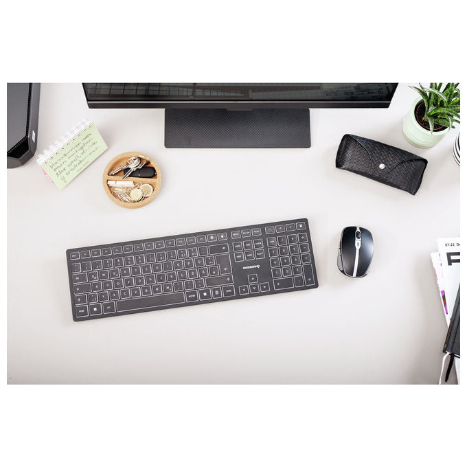 Cherry, Tastiera Wireless, KW 9100 Slim, QWERTY, RF senza fili, Bluetooth, Nero