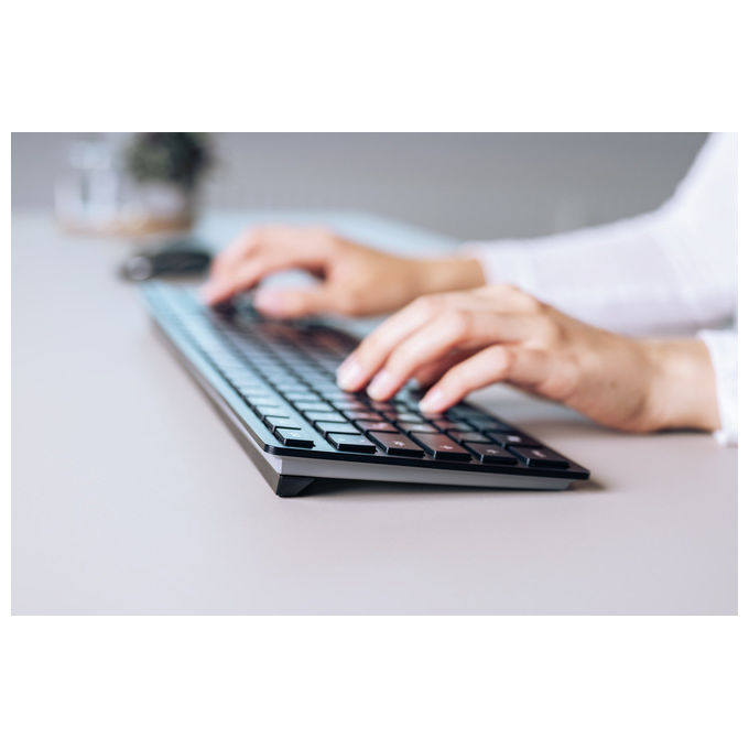 Cherry, Tastiera Wireless, KW 9100 Slim, QWERTY, RF senza fili, Bluetooth, Nero