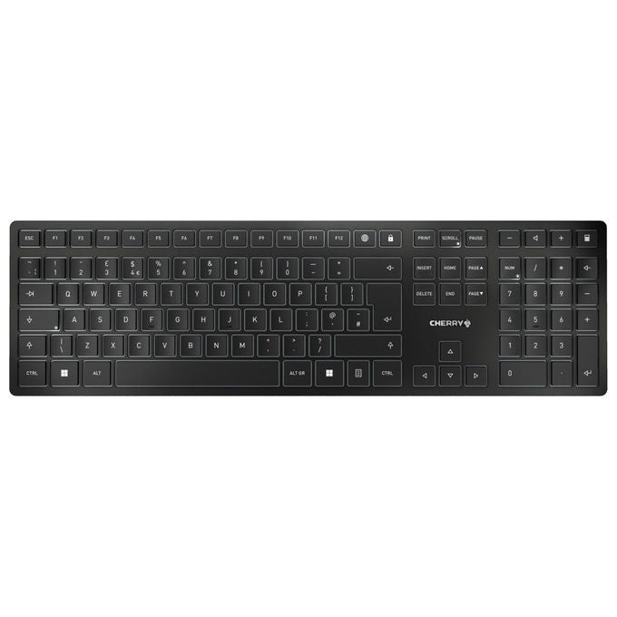 Cherry, KW 9100 Slim Tastiera Wireless, QWERTY, Bluetooth, RF, Nero