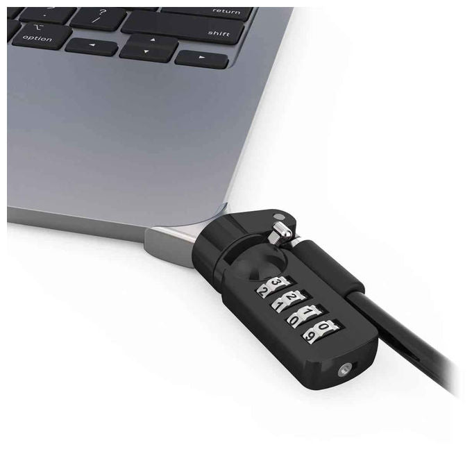 Compulocks, Adattatore di Sicurezza, per MacBook Air M2, con Cavo di Sicurezza a Combinazione, Argento