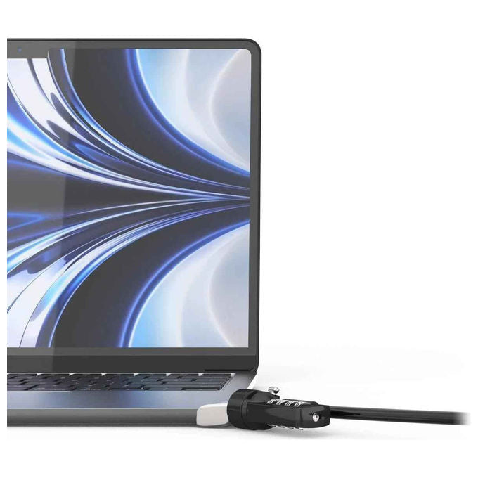 Compulocks, Adattatore di Sicurezza, per MacBook Air M2, con Cavo di Sicurezza a Combinazione, Argento