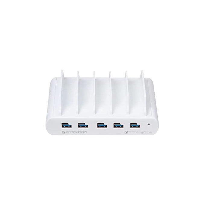 Compulocks, Stazione di Ricarica USB, 5 Porte, USB-C, 150W, Multi-Protezione, Bianco
