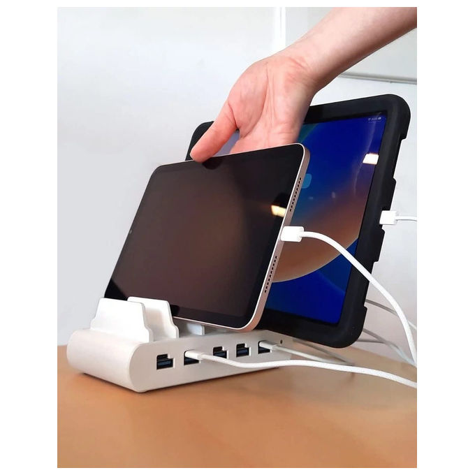 Compulocks, Stazione di Ricarica USB, 5 Porte, USB-C, 150W, Multi-Protezione, Bianco