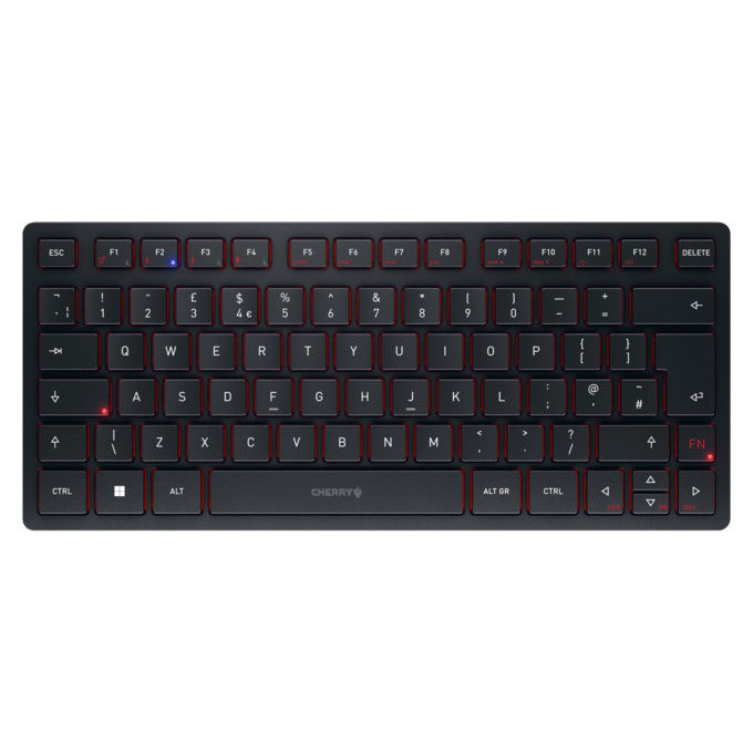 Cherry, Tastiera Mini Wireless, KW 9200, Bluetooth, USB, layout Inglese UK, Nero