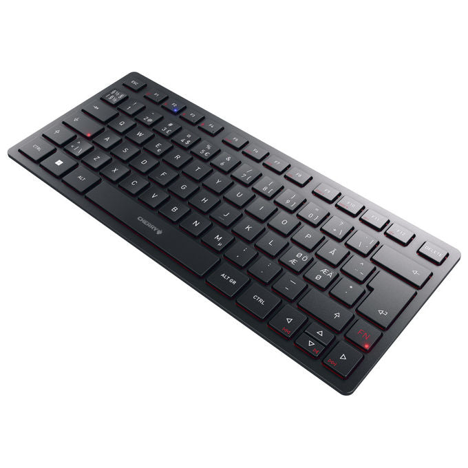 Cherry, Tastiera Mini Wireless, Bluetooth, USB, QWERTY Nordic, Nera