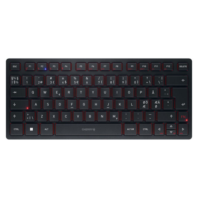 Cherry, Tastiera Mini Wireless, Bluetooth, USB, QWERTY Nordic, Nera
