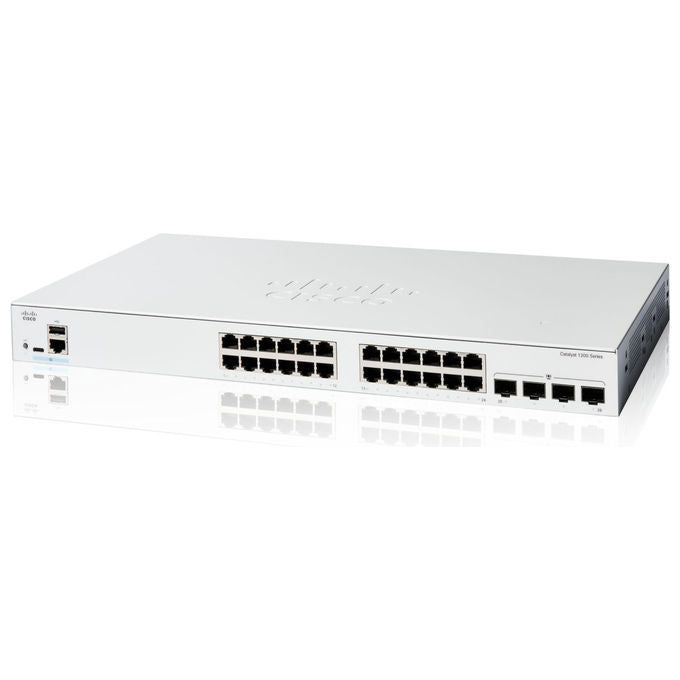 Cisco, Switch Smart Catalyst 1200-24T-4G, 24 porte GE, 4x1GE SFP, Bianco