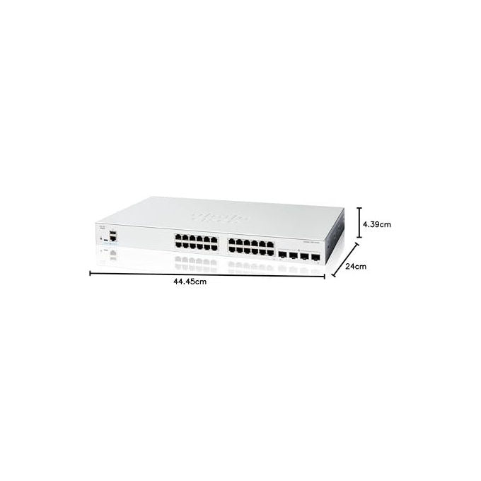 Cisco, Switch Smart Catalyst 1200-24T-4G, 24 porte GE, 4x1GE SFP, Bianco