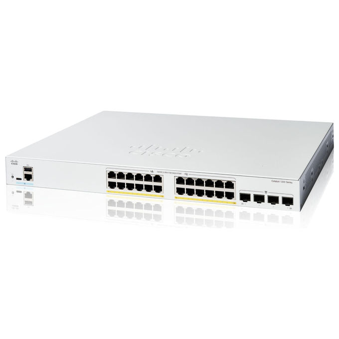 Cisco, Switch Smart Catalyst 1200-24FP-4G, 24 Porte GE, 4x1GE SFP, PoE, Bianco