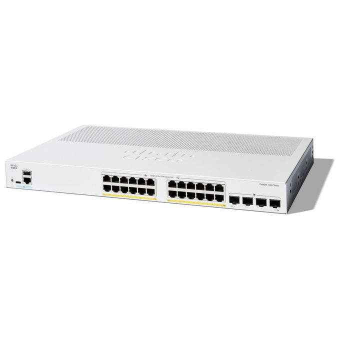 Cisco, Switch Gigabit Ethernet Gestito, 24 Porte PoE+, 4x SFP, L2-L3, Catalyst 1300-24P-4G