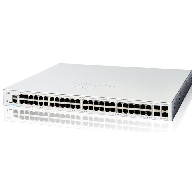 Cisco, Switch Gestito Catalyst 1200-48T-4X, 48 Porte GE, 4x10GE SFP+, Bianco