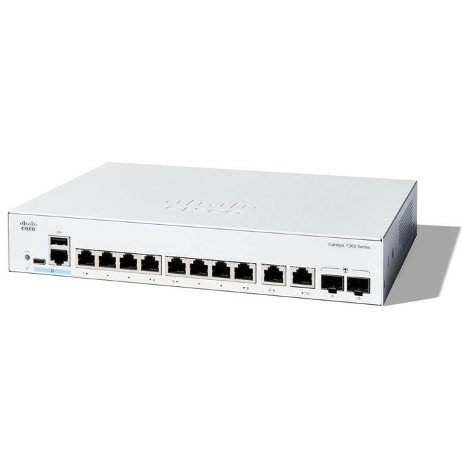Cisco, Switch 8 porte Gigabit Ethernet, 2 porte SFP, Catalyst 1300-8T-E-2G