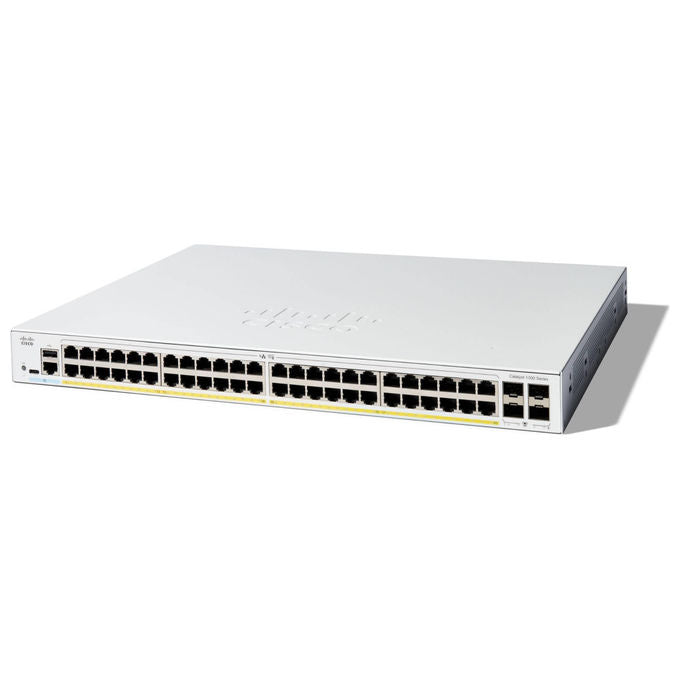 Cisco, Switch Gestito, 48 Porte GE, PoE, 4x1GE SFP, Catalyst 1300-48P-4G