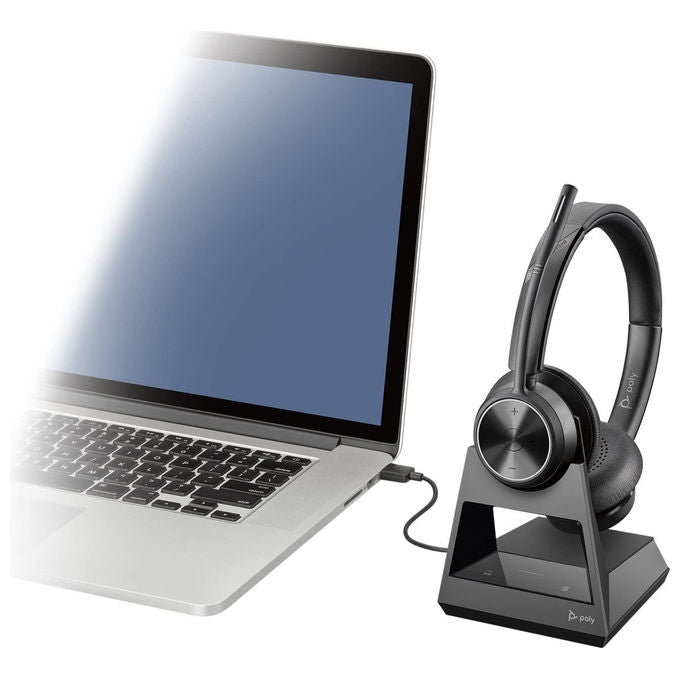 Hp Poly Savi 7320, Cuffie Stereo da Ufficio DECT, Binaurale, Nero