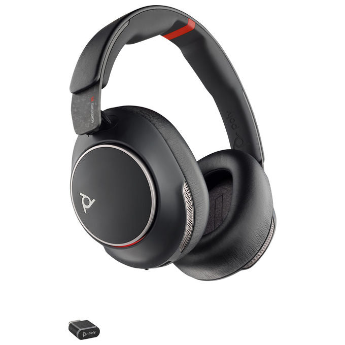 Hp Poly Voyager Surround 85 Uc, Cuffie Bluetooth con Archetto Nere, Incl. Adattatore e Base