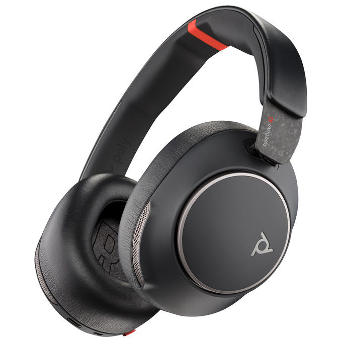 Hp Poly Voyager Surround 85 Uc, Cuffie Bluetooth con Archetto Nere, Incl. Adattatore e Base