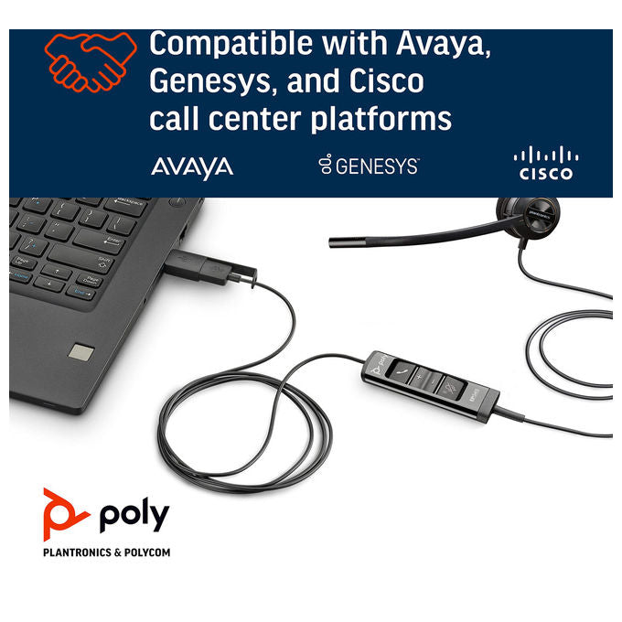 HP Poly, Cuffie convertibili USB-A EncorePro 545, Monoaurale, Nero, Similpelle